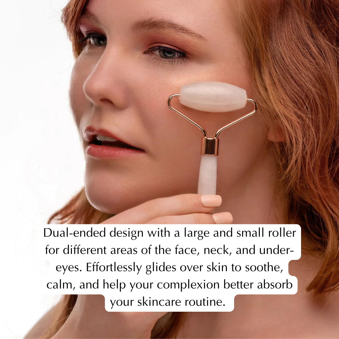 Rose Quartz Facial Roller – Dual-Ended Beauty Tool for Calming, Cooling & Skin Radianc
