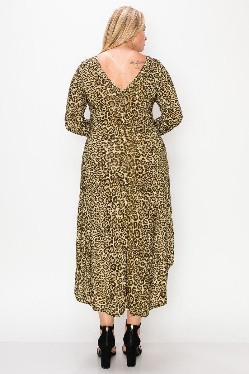 Cheetah Print Dress Featuring High Low Hem
